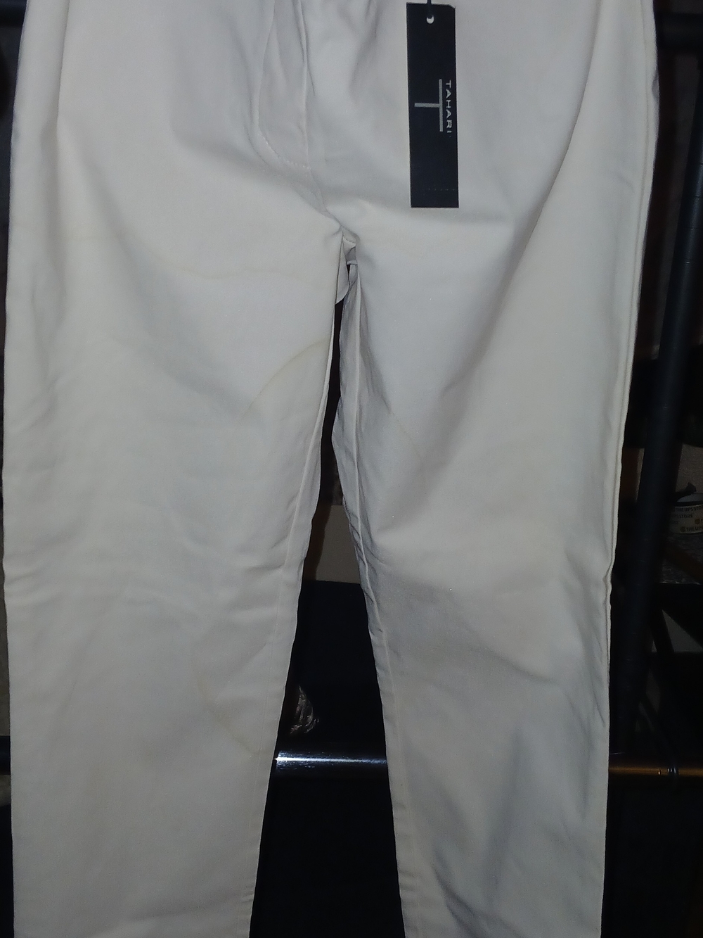 Tahari Womens Cream Chinos - Classic Straight Fit XS
